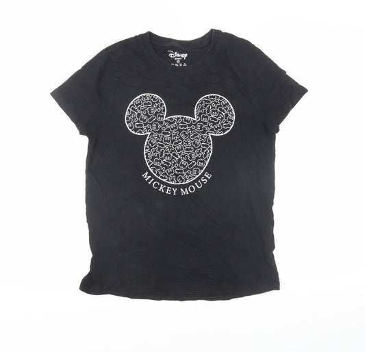 Womens UK Size XS Disney Black Basic T-Shirt