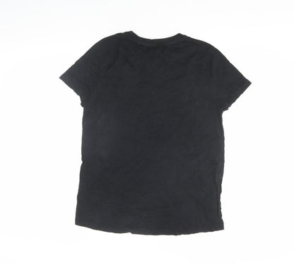Womens UK Size XS Disney Black Basic T-Shirt