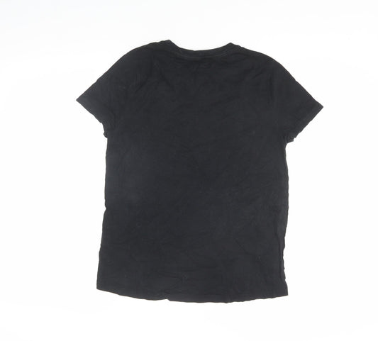 Womens UK Size XS Disney Black Basic T-Shirt