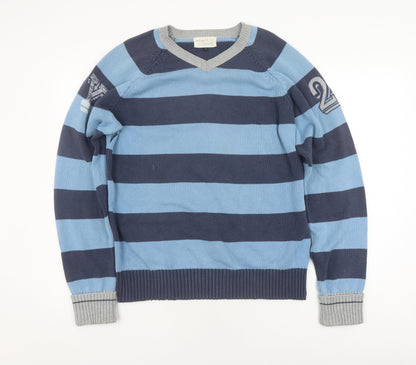 Jack & Jones Men's Blue Striped Pullover Knit Jumper