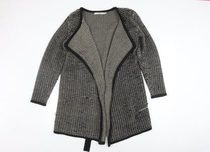 Isle Women's Black Beige Knit Coatigan, Size M, Casual Winter Warmth