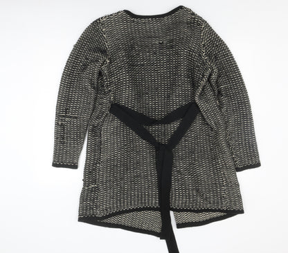 Isle Women's Black Beige Knit Coatigan, Size M, Casual Winter Warmth