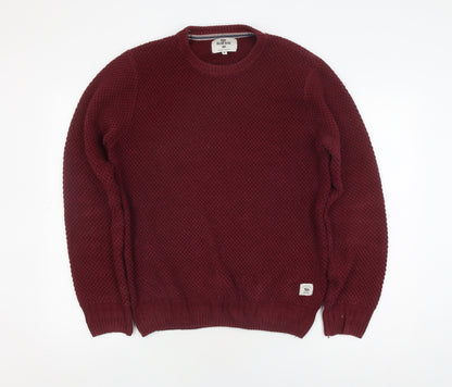 Bellfield Men's Red Medium Crew Knit Pullover Jumper
