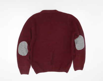 Bellfield Men's Red Medium Crew Knit Pullover Jumper