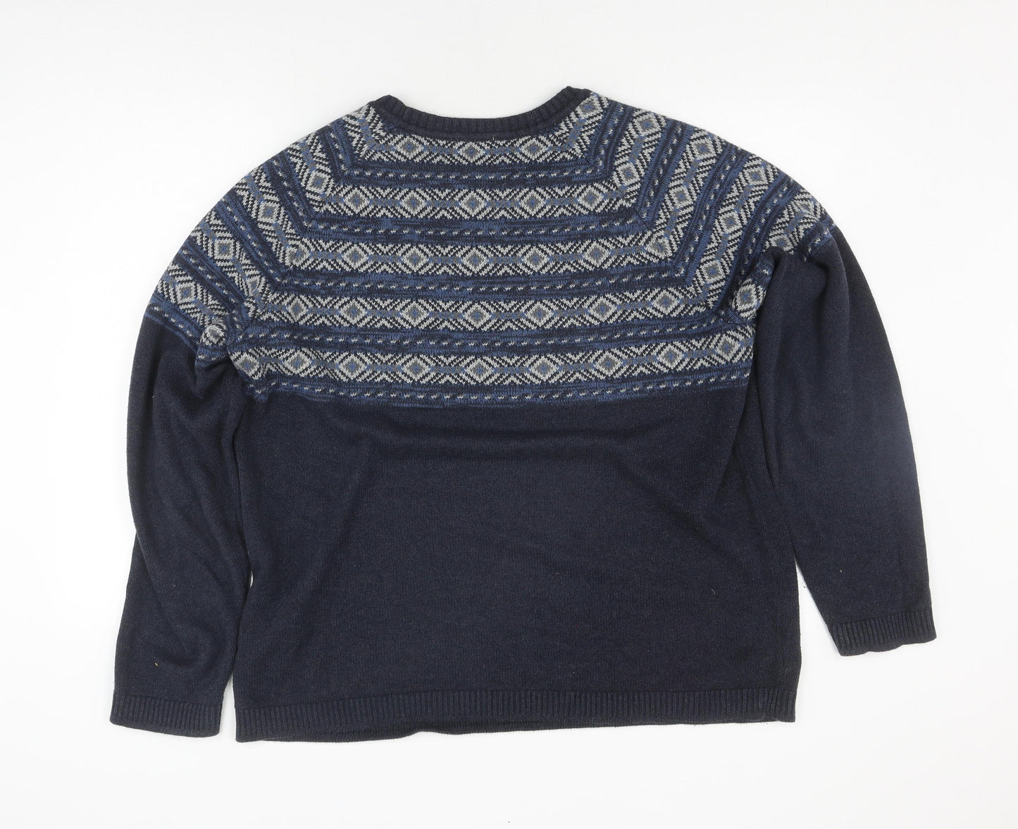 Selected Homme Men's Navy Grey 2XL Cotton Pullover Jumper