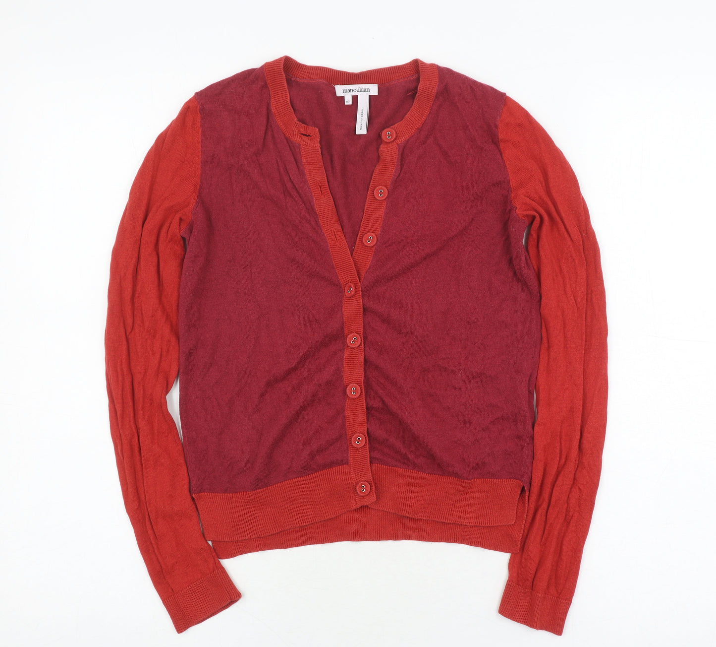 Manoukian Women's Red Cardigan, Size 2XS, V-Neck, Wool