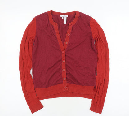 Manoukian Women's Red Cardigan, Size 2XS, V-Neck, Wool
