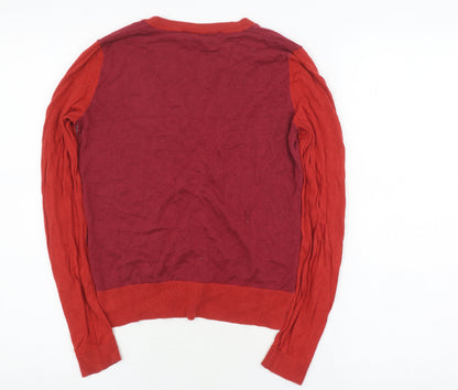 Manoukian Women's Red Cardigan, Size 2XS, V-Neck, Wool