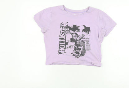 Womens UK Size M Hollister Purple Cropped T-Shirt