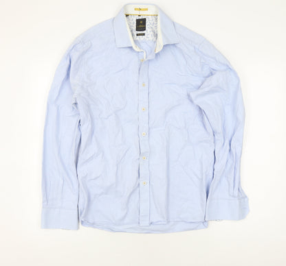 House of Cavani Men's Blue Cotton Button-Up Shirt