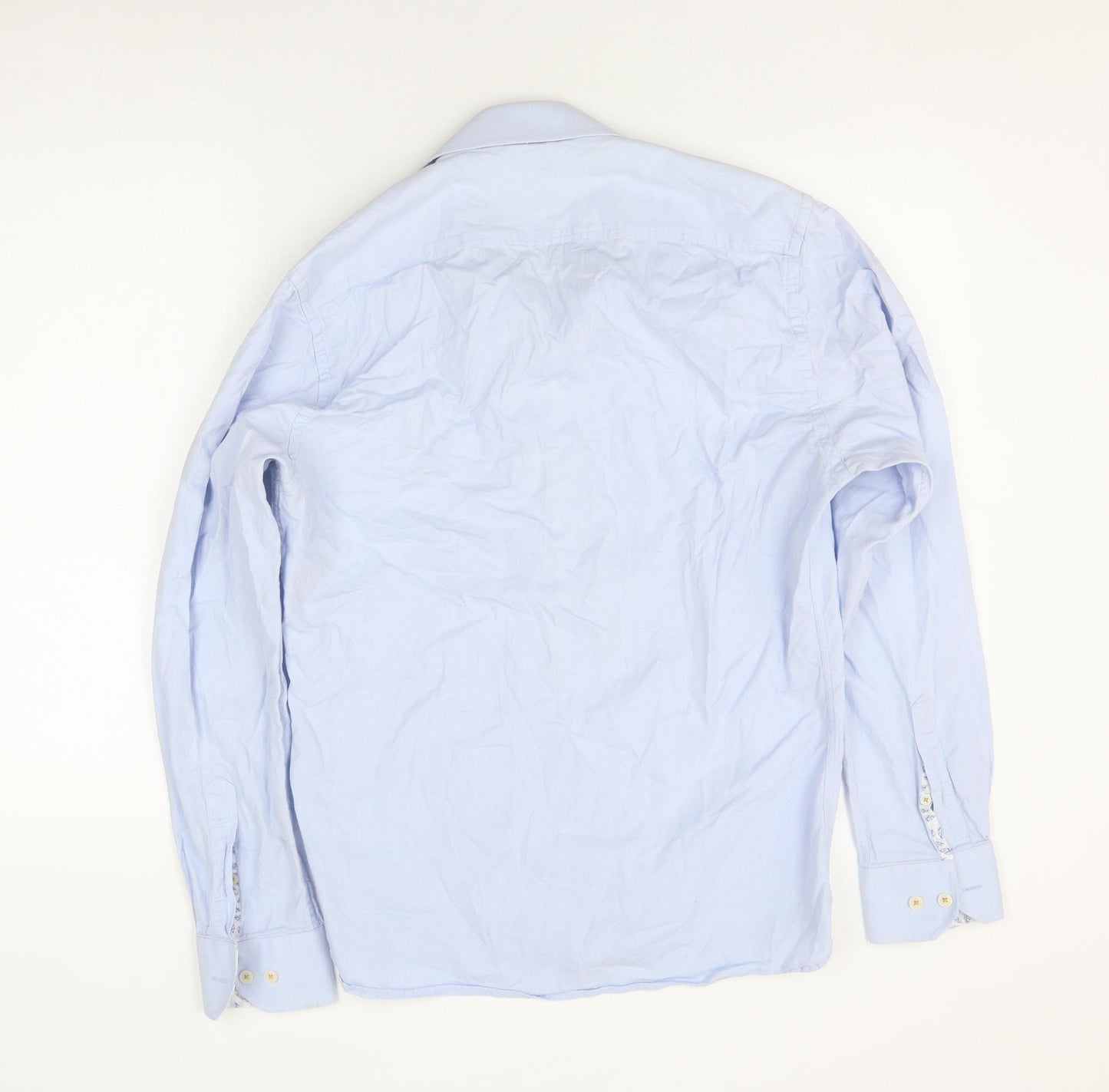 House of Cavani Men's Blue Cotton Button-Up Shirt