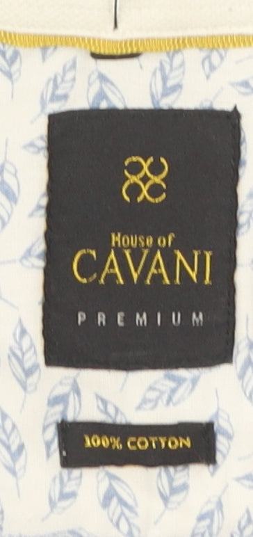 House of Cavani Men's Blue Cotton Button-Up Shirt