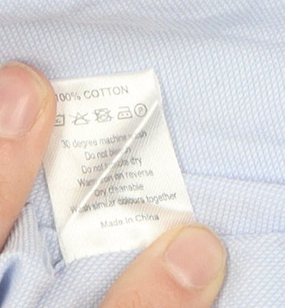 House of Cavani Men's Blue Cotton Button-Up Shirt