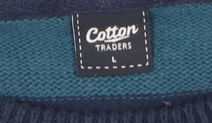 Cotton Traders Men's Multicoloured Large Striped Pullover