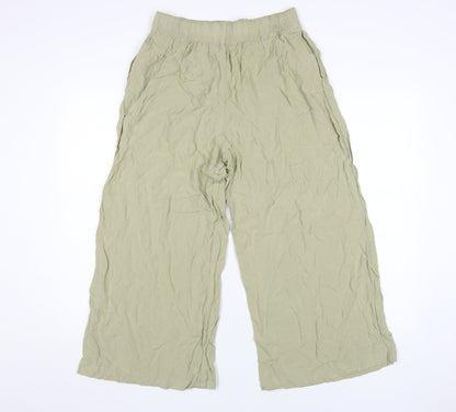 H&M Women's Beige Wide-Leg Viscose Trousers M