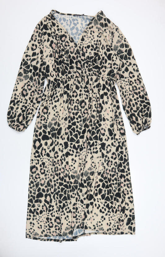 Boohoo Women's Animal Print Wrap Dress - Size 20