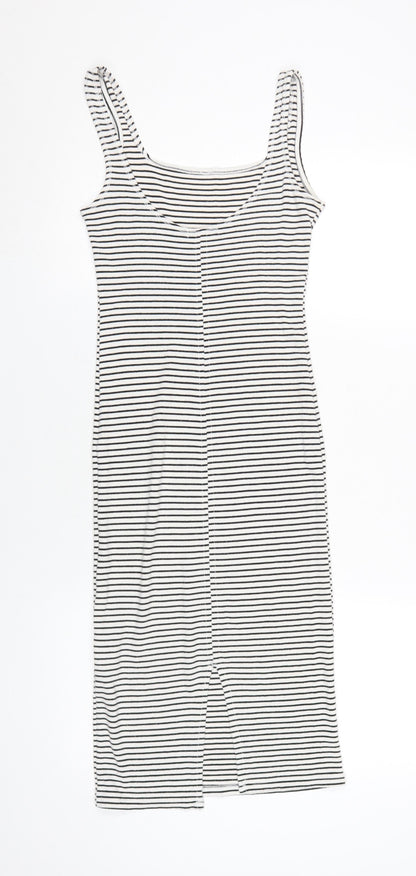 Bershka Women's Black Striped Slip Dress XS