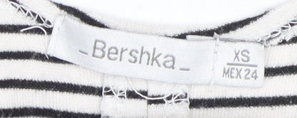 Bershka Women's Black Striped Slip Dress XS