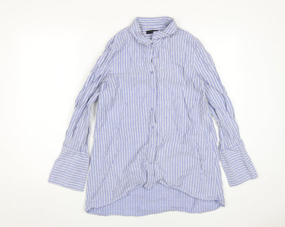 Cotton On Women's Blue Striped Button-Up Shirt XS