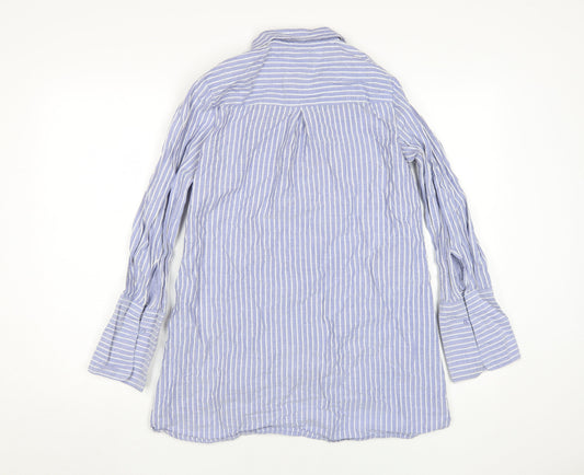 Cotton On Women's Blue Striped Button-Up Shirt XS