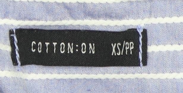 Cotton On Women's Blue Striped Button-Up Shirt XS