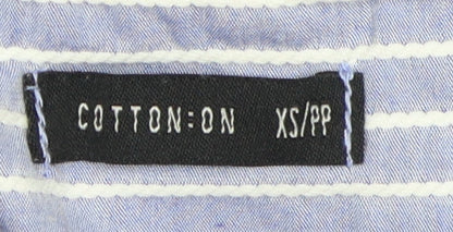 Cotton On Women's Blue Striped Button-Up Shirt XS