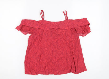 Maeve Women Red XS Off-Shoulder Geometric Blouse