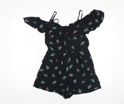 Oasis Black Floral Women's UK 10 Playsuit