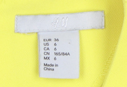 H&M Women's Yellow Sleeveless A-Line Dress Size 8