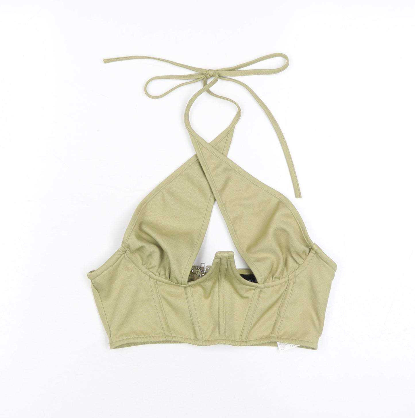 Womens UK Size 8 PRETTYLITTLETHING Green Cropped Tank