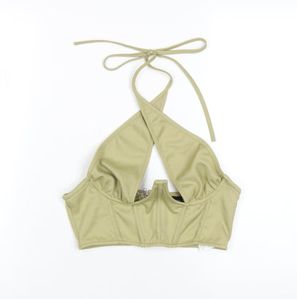 Womens UK Size 8 PRETTYLITTLETHING Green Cropped Tank