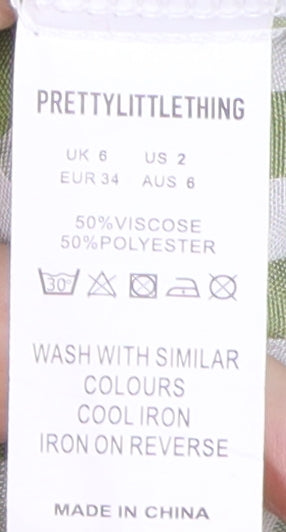 PrettyLittleThing Women's Green Gingham Smock Dress Size 6