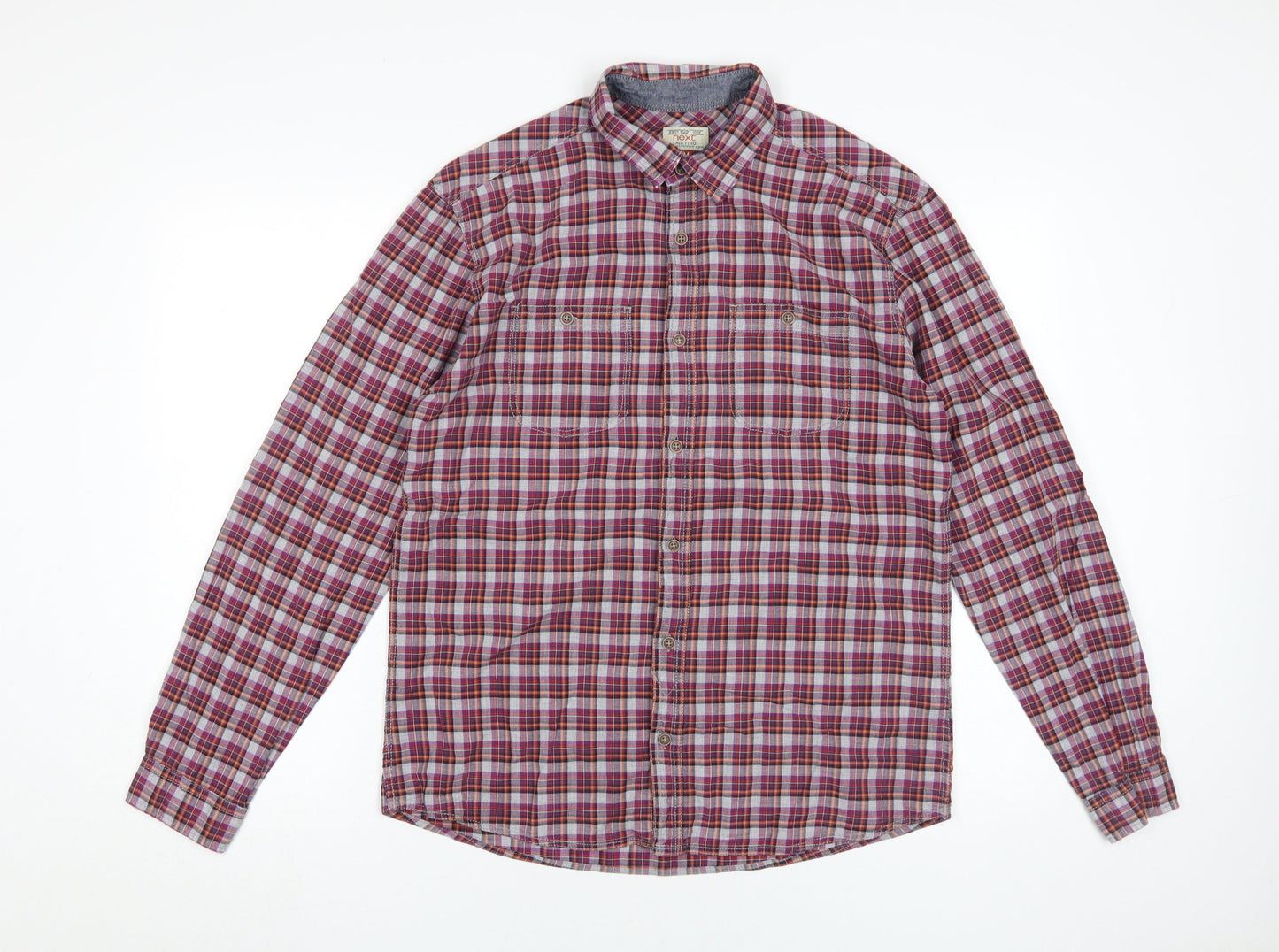 Next Men's Multicoloured M Regular Fit Plaid Shirt