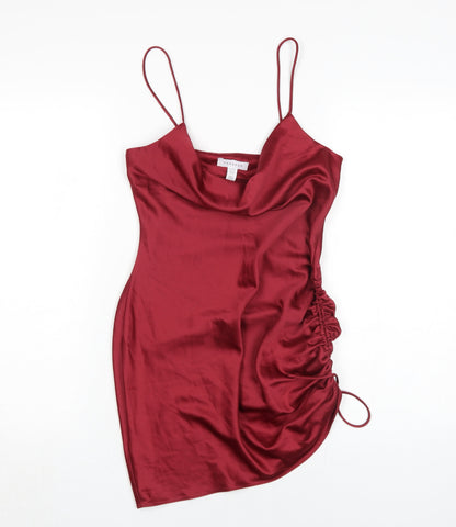 Topshop Women's Red Slip Dress, UK 6, Cowl Neck, Party