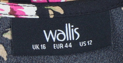 Womens UK Size 16 Wallis Black Tunic Blouse