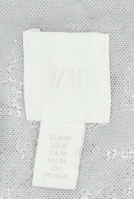 Womens UK Size M H&M Silver Cropped T-Shirt