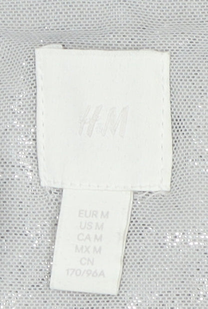 Womens UK Size M H&M Silver Cropped T-Shirt
