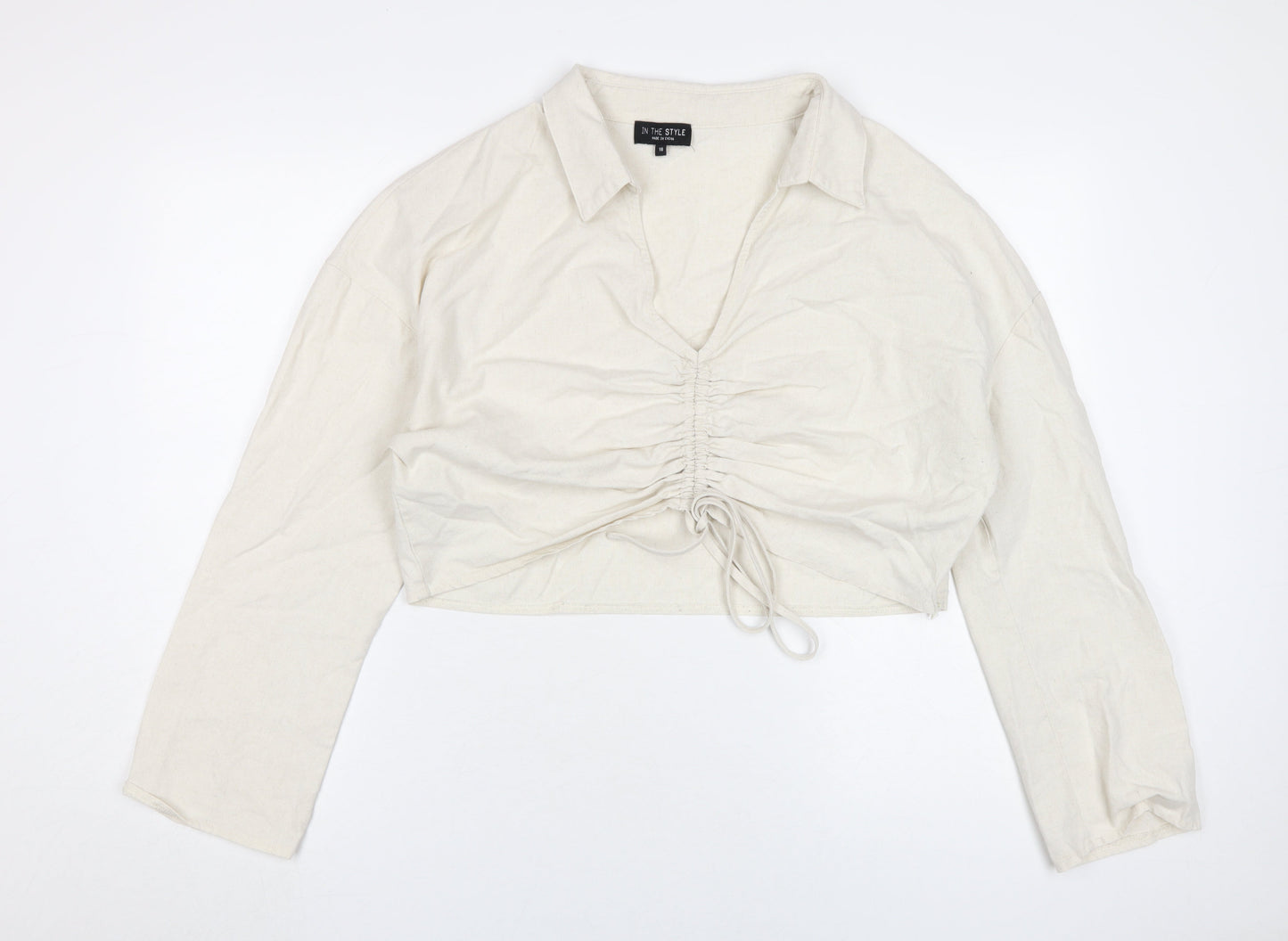 Womens UK Size 18 In the Style Beige Cropped Blouse