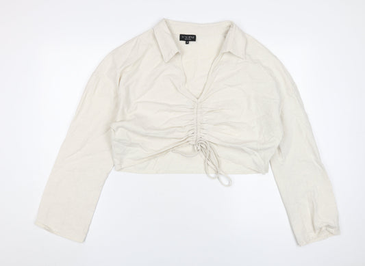Womens UK Size 18 In the Style Beige Cropped Blouse