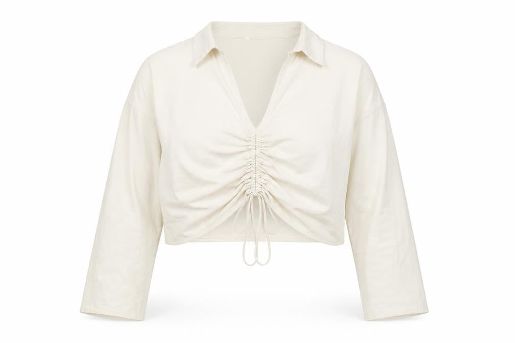 Womens UK Size 18 In the Style Beige Cropped Blouse