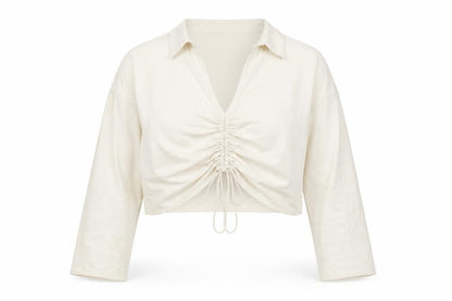 Womens UK Size 18 In the Style Beige Cropped Blouse