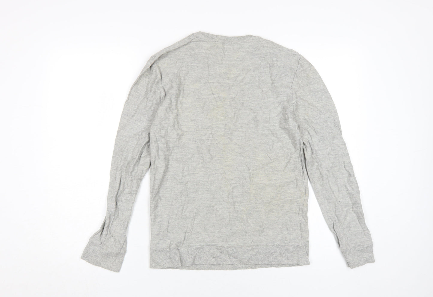 TOPMAN Men's Grey Graphic Long Sleeve T-Shirt - Size S