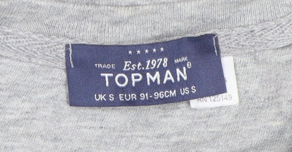 TOPMAN Men's Grey Graphic Long Sleeve T-Shirt - Size S