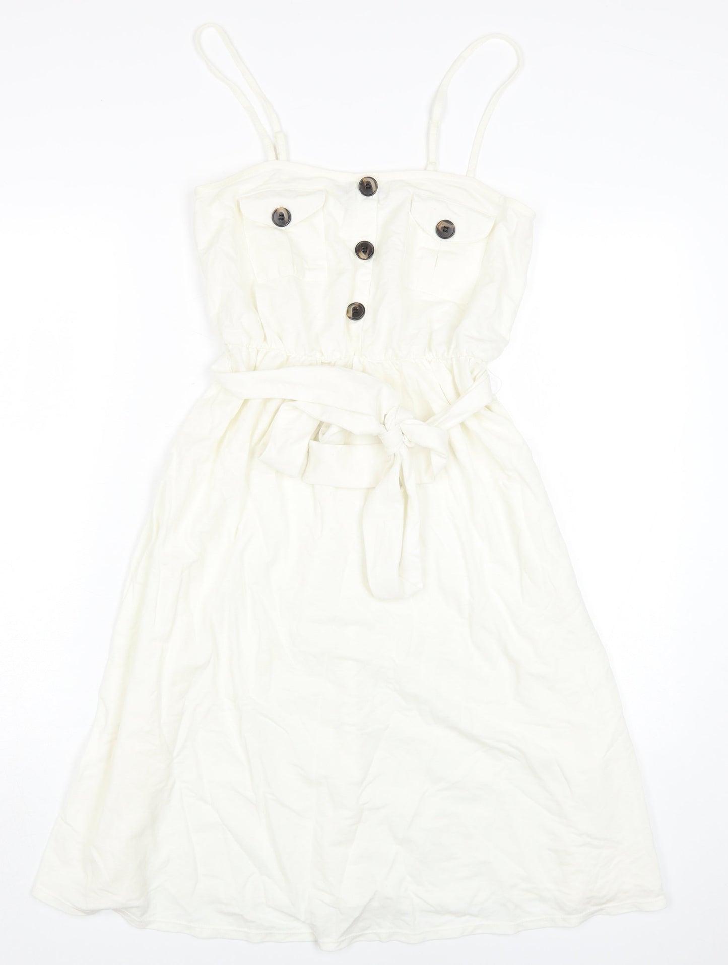 ASOS Women's Ivory Midi Shirt Dress Size 8