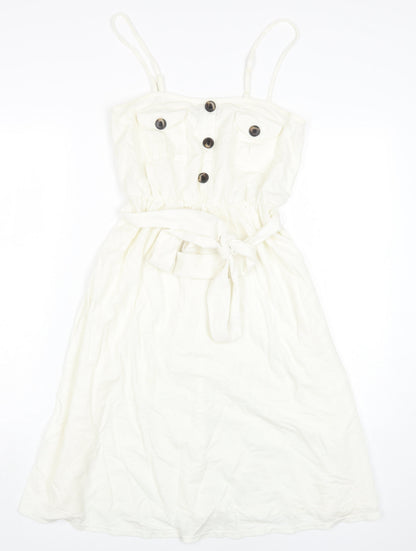 ASOS Women's Ivory Midi Shirt Dress Size 8