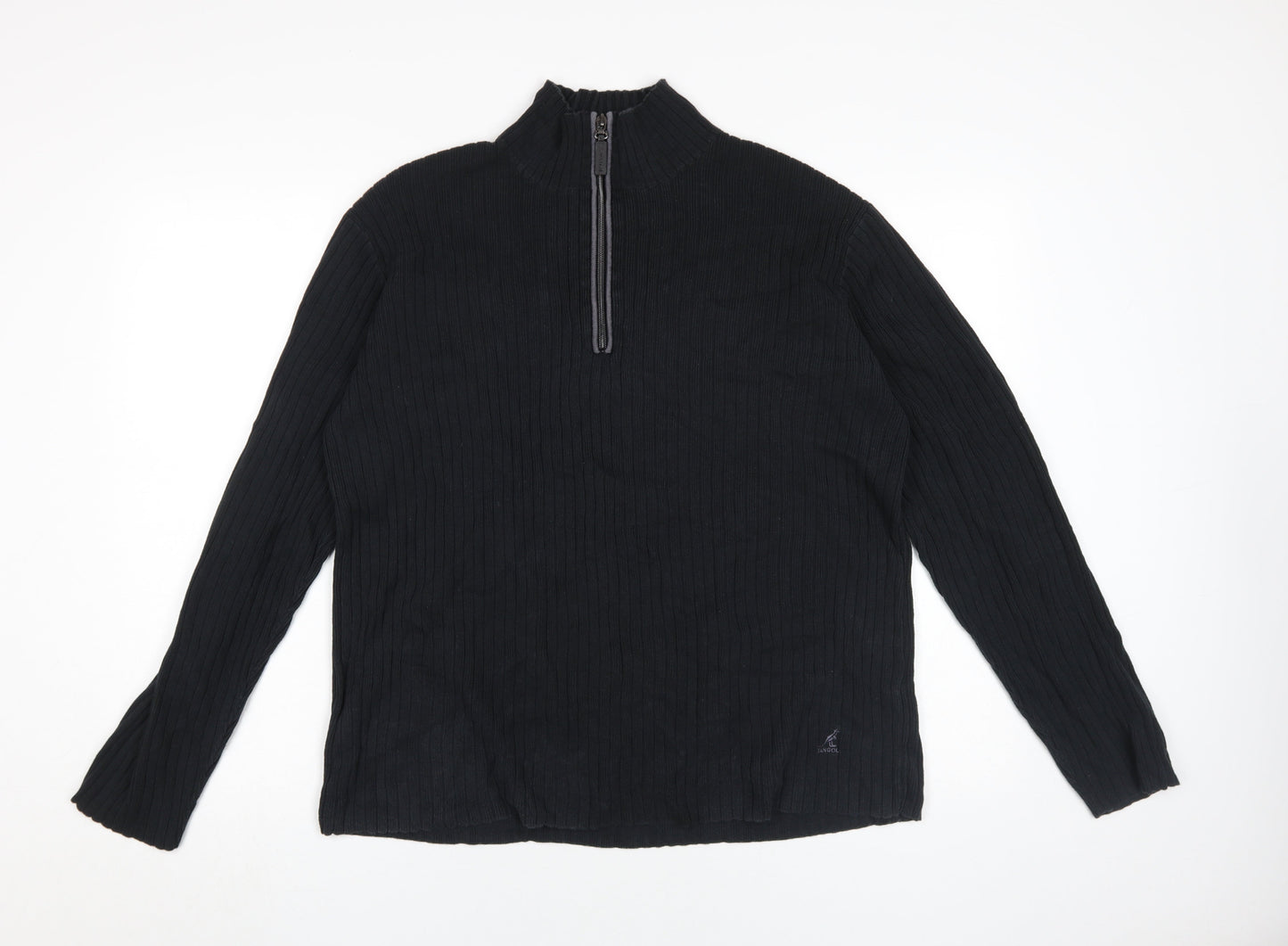 Kangol Men's Black XL 1/2 Zip Pullover Cotton Jumper