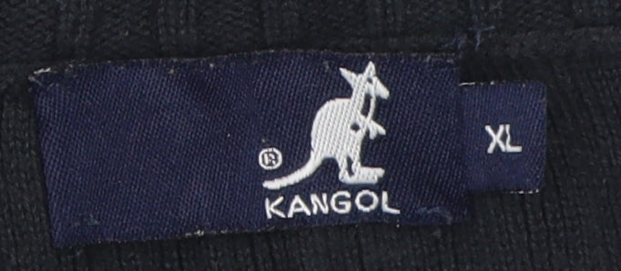 Kangol Men's Black XL 1/2 Zip Pullover Cotton Jumper