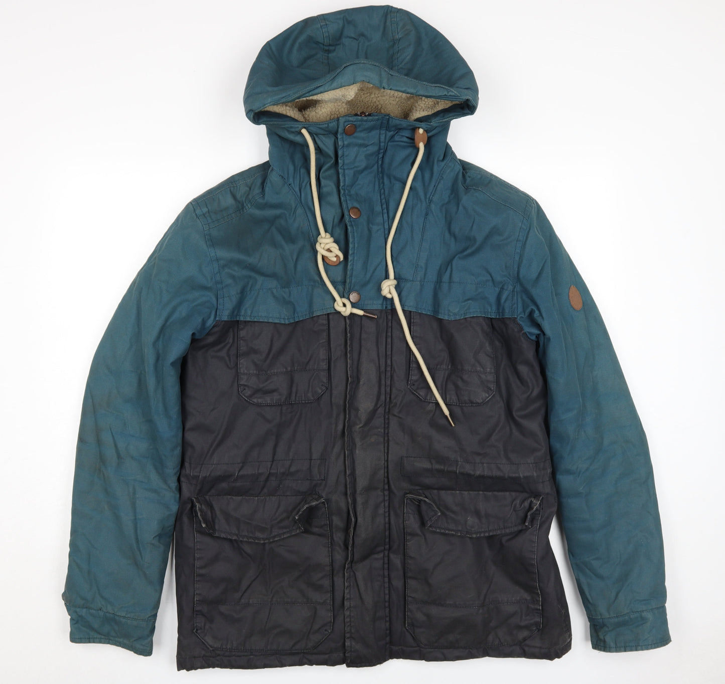 Mens UK Size L OPEN Blue Parka Coat