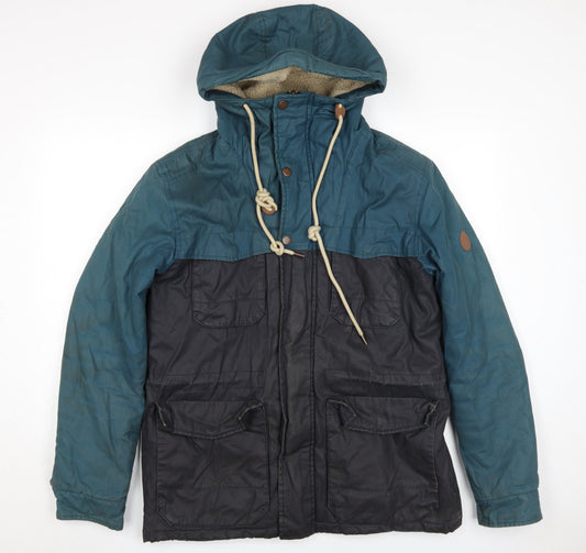 Mens UK Size L OPEN Blue Parka Coat