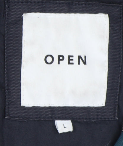 Mens UK Size L OPEN Blue Parka Coat